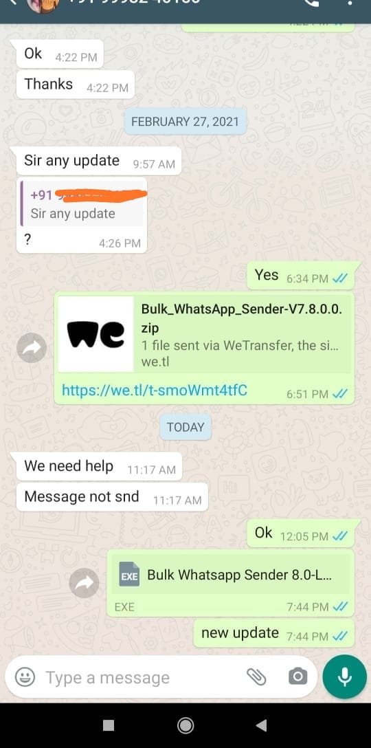 bulk whatsapp sender feedback