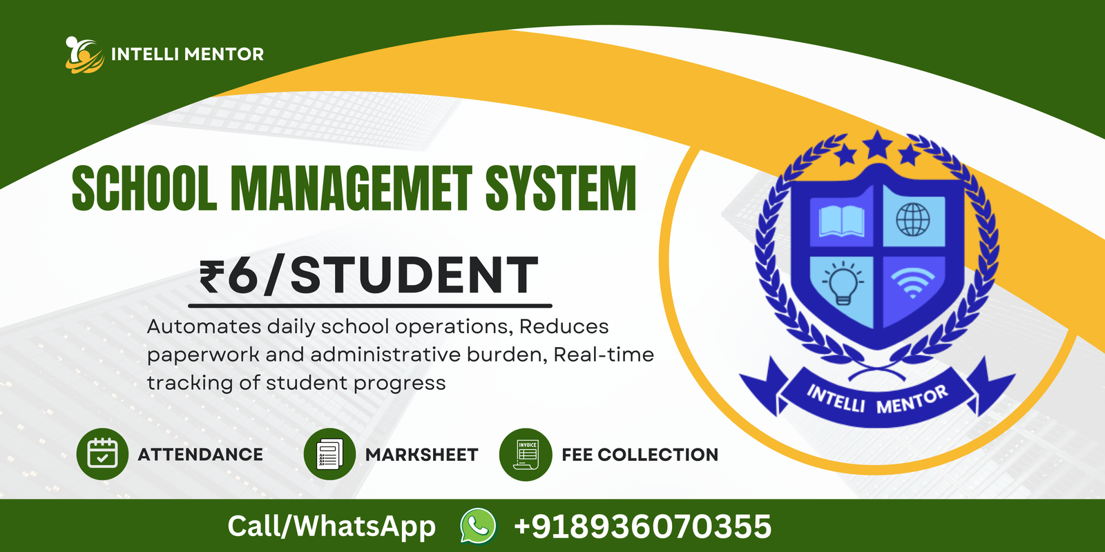 school management software - intelli mentor banner