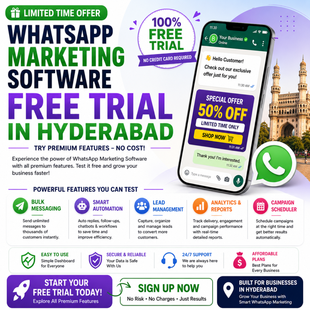 WhatsApp Marketing Software Free Trial in Hyderabad